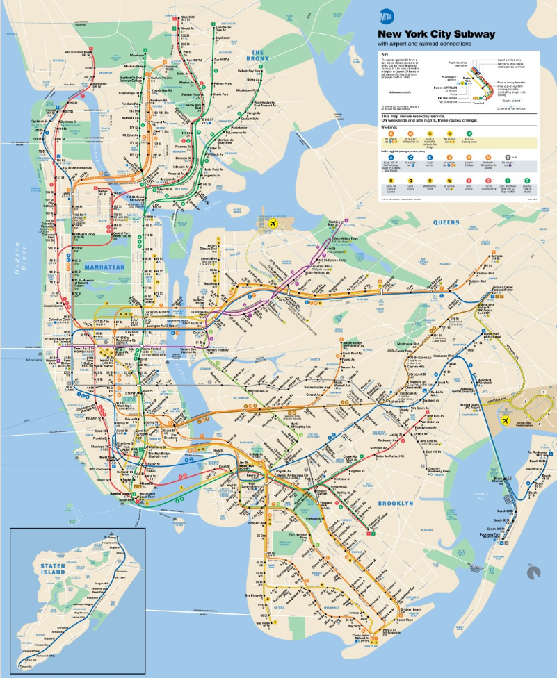 Mappa della metropolitana per orientarti meglio nel tuo viaggio a New York